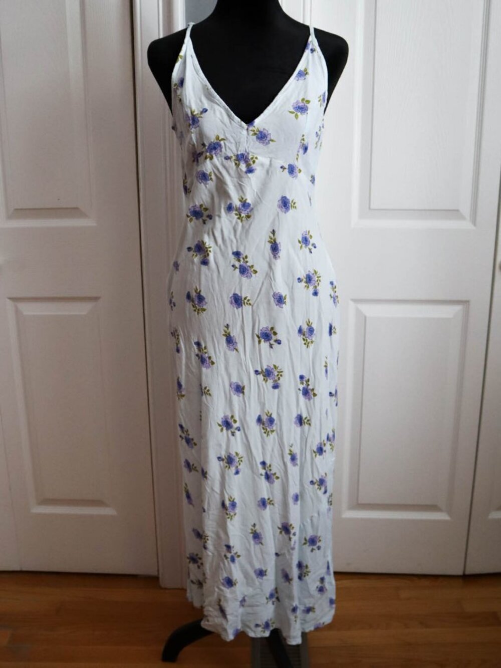 ASOS Design Blue Floral Maxi Slip Dress Sundress Sleeveless Viscose US Sz 8